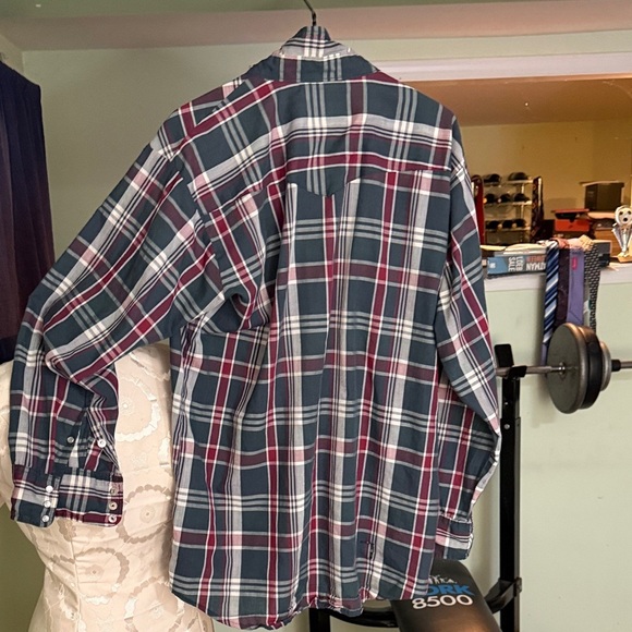 Western Craft Men's Plaid Shirt - Green, Red and White - Picture 2 of 7